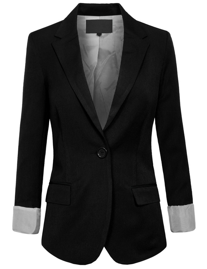 black blazer with grey lining